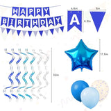 Blue Birthday Decorations For Boys - Happy Birthday Banner, Star Foil Balloons, Latex Balloons & Pennant Banner Set, For Boys' Birthday, Teen Celebration, And Any Blue Themed Party