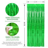 3 Pack 3.3 X 9.9 Ft Green Foil Fringe Backdrop Curtain, Streamer Backdrop Curtains, Streamers Birthday Party Decorations, Tinsel Curtain For Parties, Galentines Decor, Preppy, Photo Booth