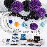 Paper Flower Tissue Pom Poms Graduation And Galaxy Party Favor Supplies (Black,Purple,White,12Pc)