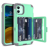 11 Wallet Case For Women, Men- Defender Credit Card Holder Cover With Hidden Mirror Three Layer Shockproof Heavy Duty Protection All-Round Armor Protective Case For 11 Mint