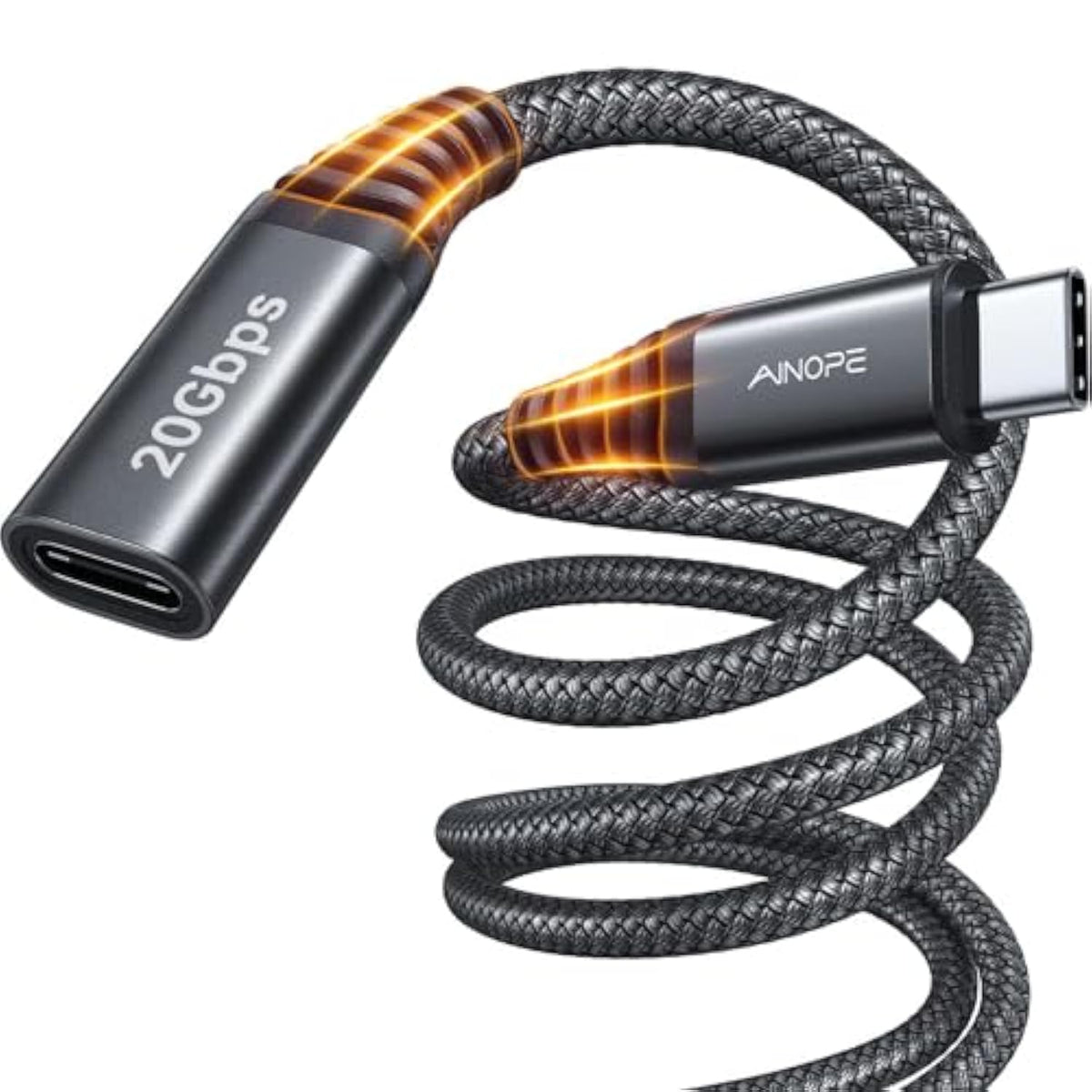 Usb C Extension Cable, 10Gbps/Usb3.2 Fast Transfer Usb Type C Extender 100W/5A Charging Compatible With Iphone 16 Pro Max/Psvr2/Usb C Hub/Macbook Air M2 Pro/Ipad/Magsafe Charger,10Ft,Black