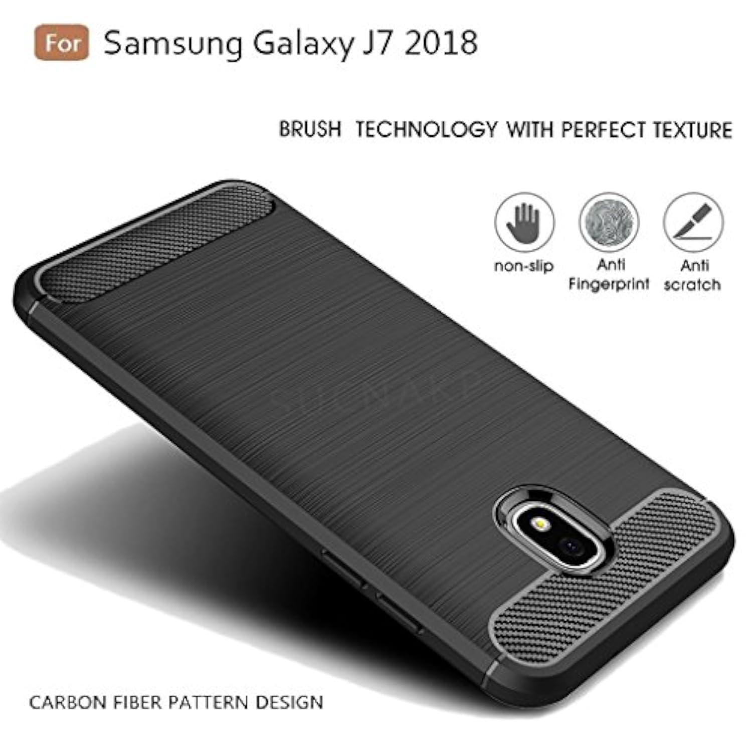 For Samsung Galaxy J7 2018 Case, Galaxy J7 V 2Nd Gen Case,Galaxy J7 Refine Case,Galaxy J7 Aero,J7 Star,J7 Top,J7 Crown,J7 Aura,J7 Eon,J737V,J737T,Tpu Protective Case Cover(Black)