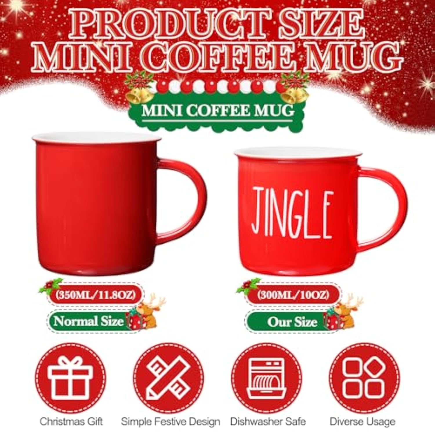 10 Pieces Christmas Coffee Mugs,Ceramic Winter Holiday Merry Christmas Hot Cocoa Mugs And Cups For Xmas Party Table Centerpieces Housewarming Gifts