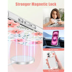 Magnetic Case for iPhone 16 Compatible with Magsafe Pink Flower Floral Pattern Design Cute Clear Phone Case