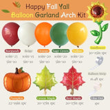 156Pcs Fall Balloon Garland Arch Kit Orange Burgundy Green Yellow with Maple Pumpkin