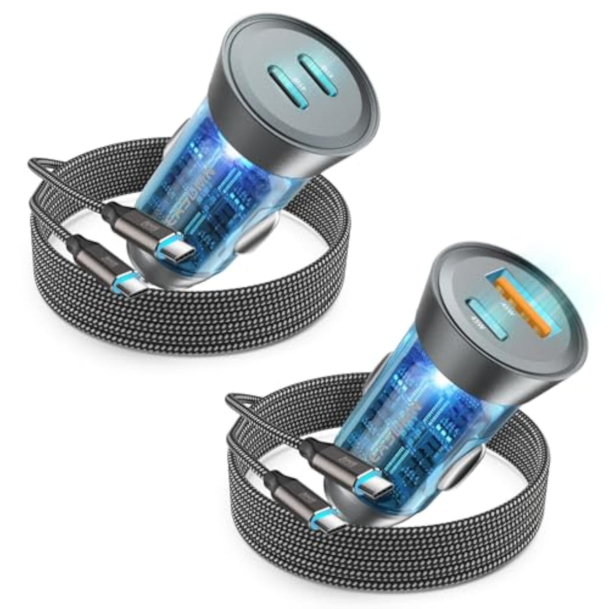 2-Pack 90W Usb C Super Fast Car Charger, Dual-Port [Pd/Pps 45W & Qc 45W] Car Cigarette Lighter Usb Charger Adaper For Samsung Galaxy S25 Ultra/S25+/S24 Ultra/S23+/S22,Note 20/10+,Tab S9/S8, Iphone 15…