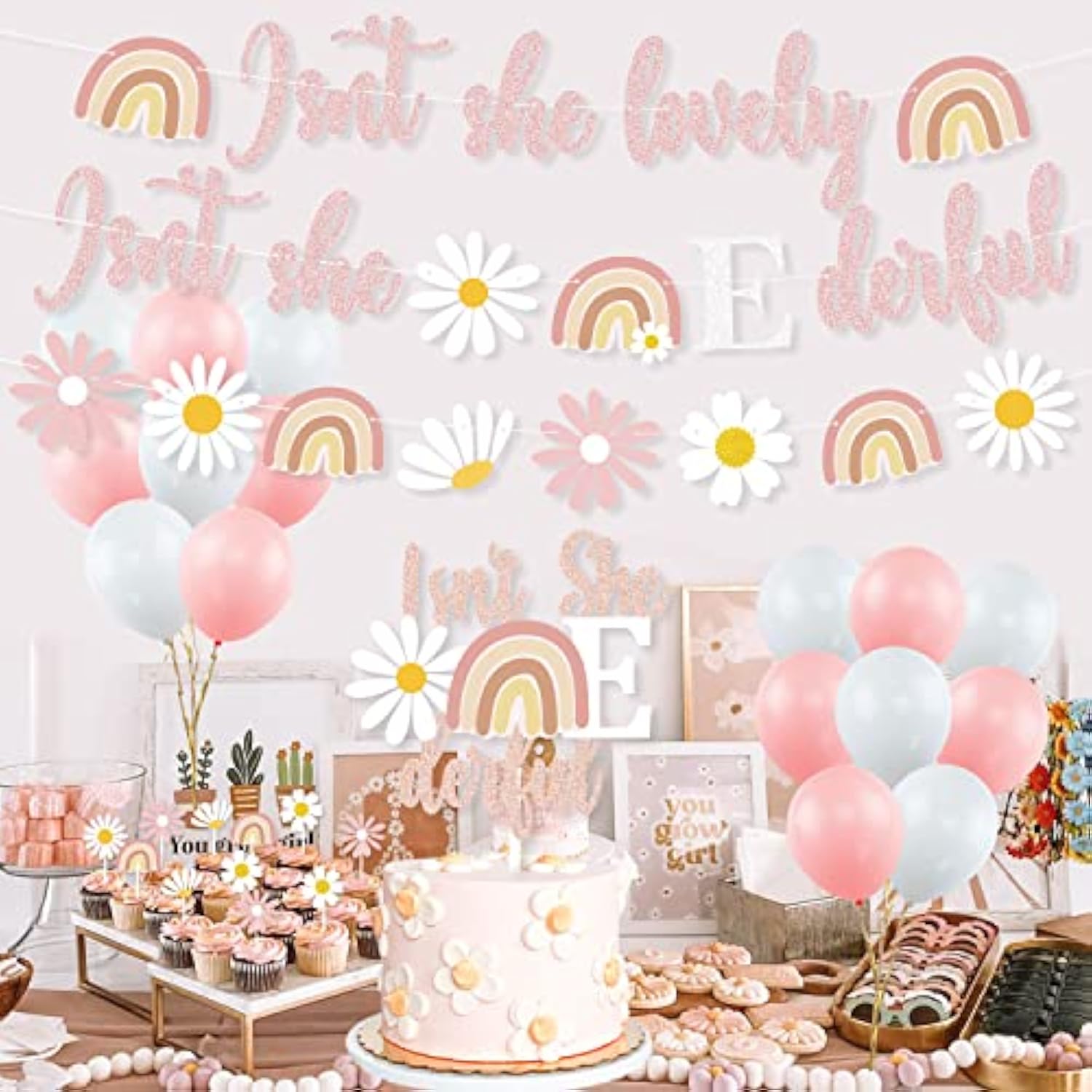 Boho Summer Daisy 1St Birthday Party Decorations, Pink Isn'T She Lovel