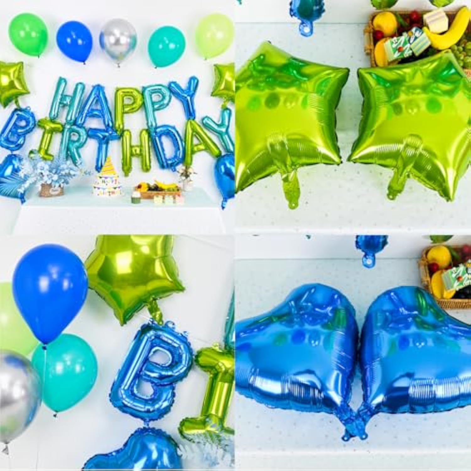 Blue Green Birthday Decorations For Boys,Blue Green Silver Balloons Happy Birthday Balloons Banner For Boys Girls Mermaid Ocean Theme Birthday Baby Shower Party Decorations