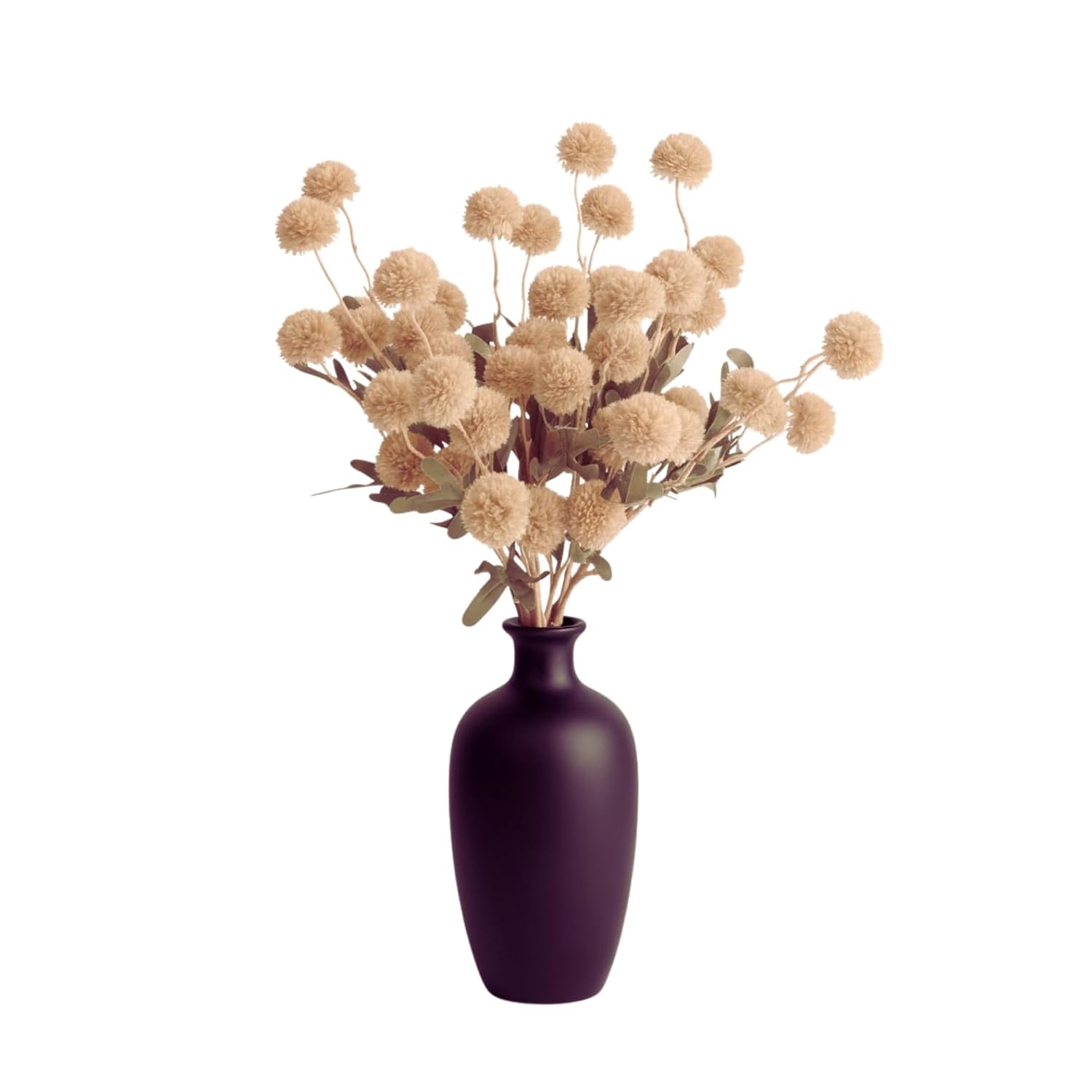 Artificial Beige Chrysanthemum Flowers – 10 Stems Faux Silk Mums With Green Leaves, Fake Flower Bouquet For Vase, Home Table Decor, Wedding Centerpieces, Party Arrangements & Holiday Décor