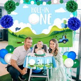 Hole in One Golf Birthday Decor – 1st Birthday Banner, Balloons & Backdrop for Boys' Party