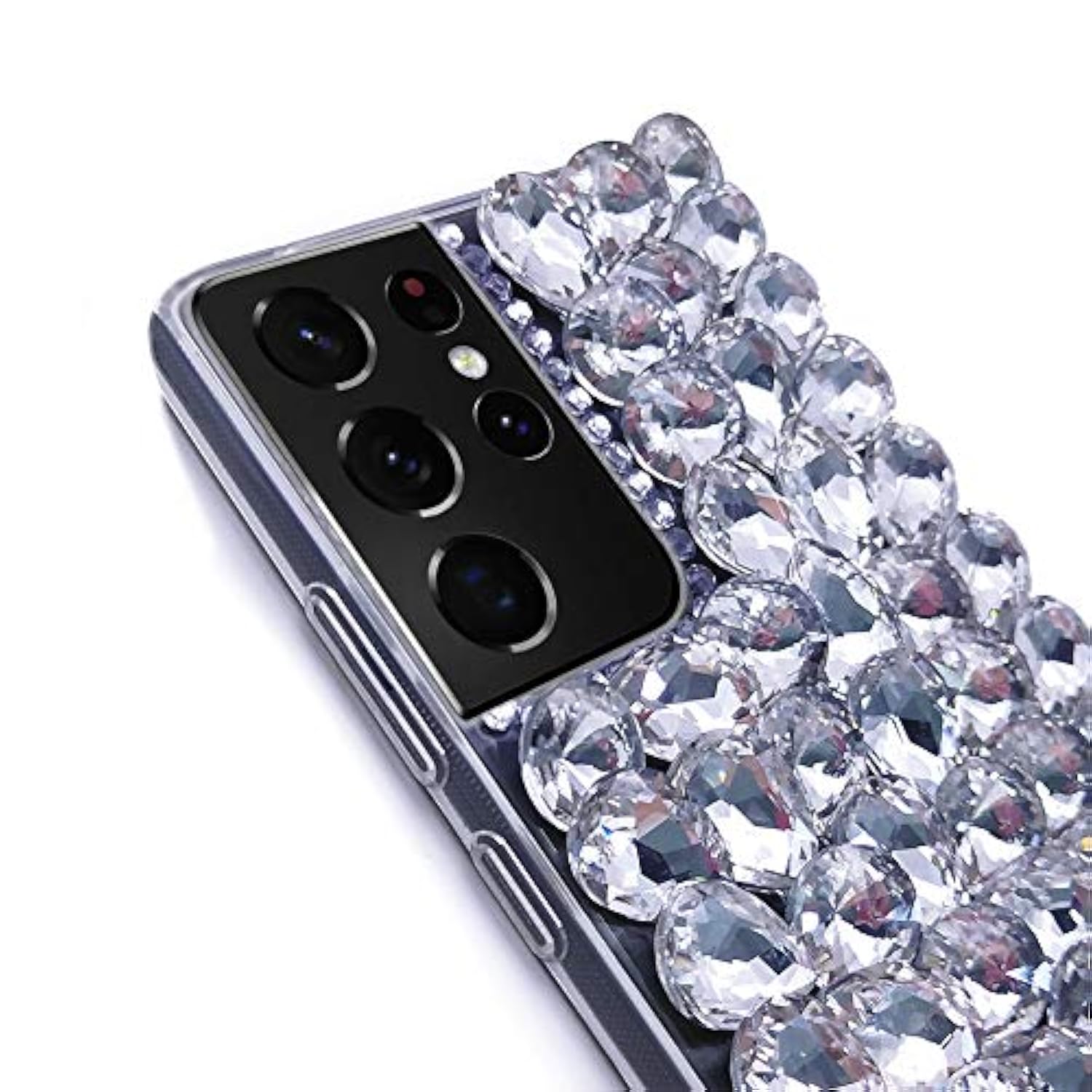 Compatible With Samsung Galaxy S23 Ultra Glitter Case 3D Glitter Sparkle Bling Case Crystal Rhinestone Diamond Bumper Clear Gems Cute Protective Girly Case For Galaxy S23 Ultra