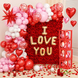Valentines Day Balloon Arch Kit, Valentines Day Party Decorations with Pink White Red Heart I LOVE YOU Balloons XOXO LOVE Boxes for Bachelorette Engagement Birthday Girls Galentines