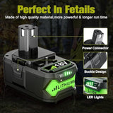 7.0Ah 18V 2Pack Replacement For Ryobi 18V Battery One+ Plus Li-Ion P108 P102 P103 P104 P105 P107 P109 P122 Pbp005 Rb18L50 Cordless Power Tools With Led Indicator