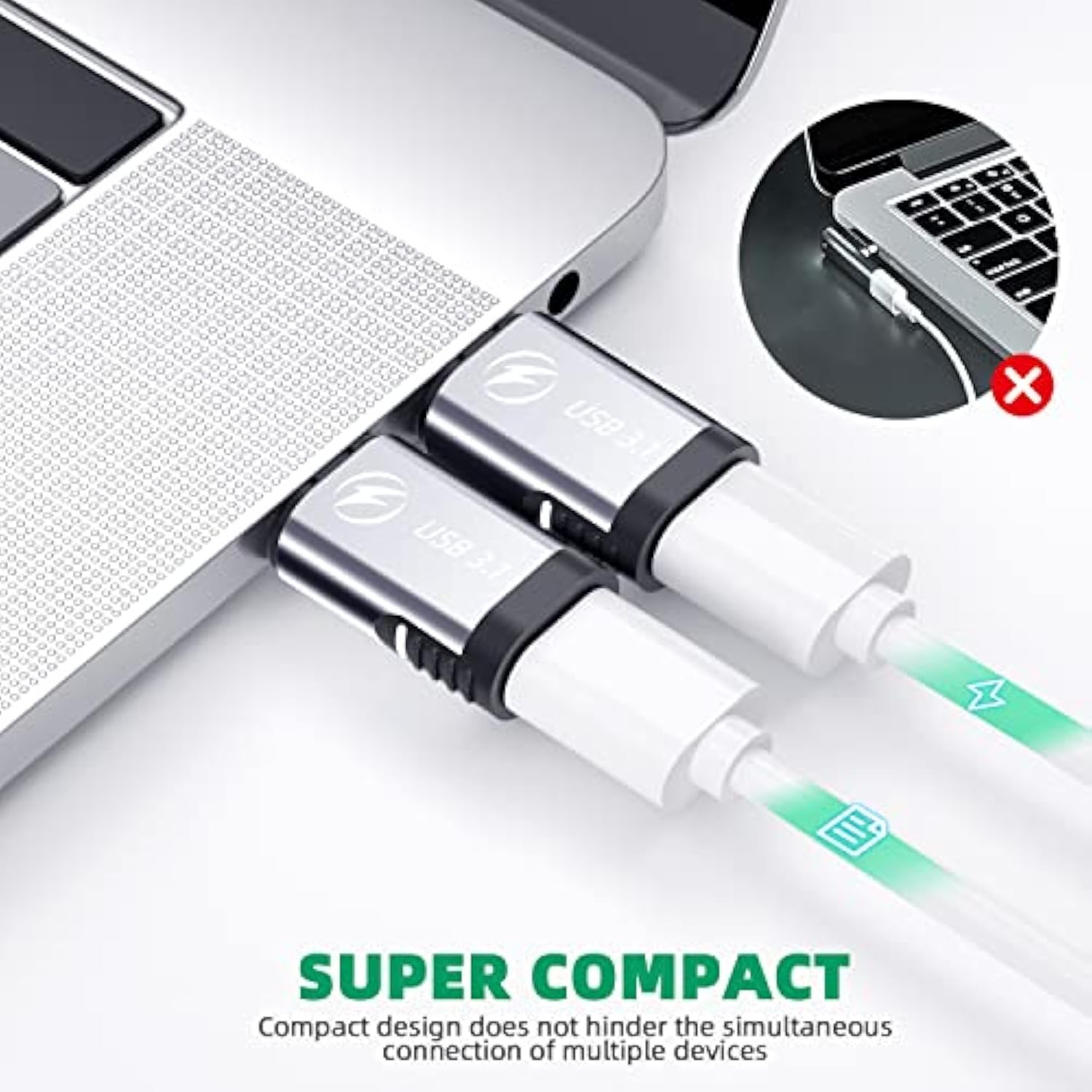 Usb C Magnetic Adapter, (2 Pack) 24Pins Magnetic Usb C Adapter Straight With P