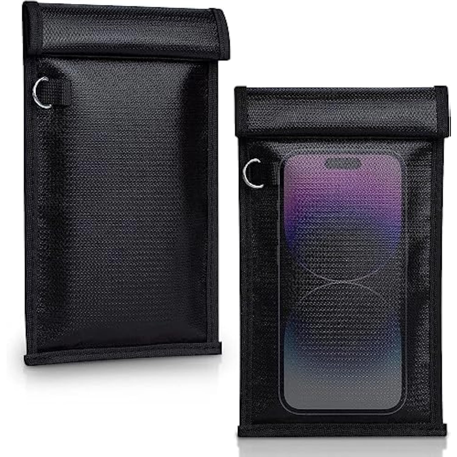 Faraday Bags For Phones And Car Key 2 Pack, Signal Blocking Pouch, Cell Phone Signal Jammer, Car Key/Wifi/Rfid/Gps Signal Blocker Black (M)