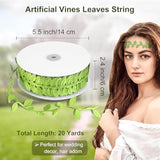 Leaf Ribbon, 20Yards Artificial Green Ribbons For Crafts, Grass Olive Green Leaf Trim Rope For Baby Shower Wedding Party Wrapping Home Decor Wreath Garland