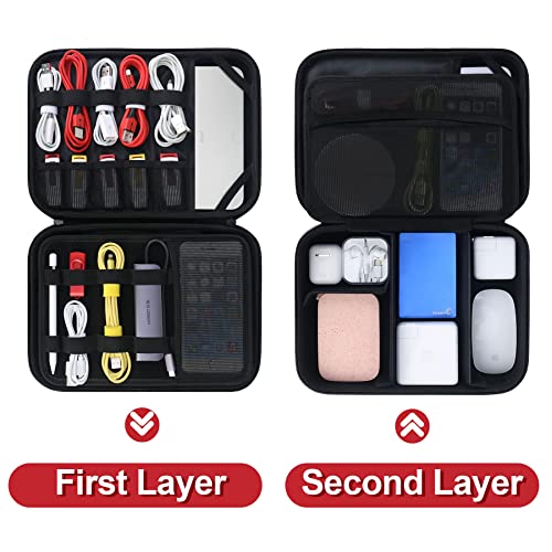 Electronic Organizer Travel Cable Organizer Bag Electronic Accessories Case Portable Tech Organizer For Tablet Apple Ipad 11In, Hard Drives, Cables, Chargers, Iphone, Power Bank, Black