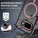 Case For Google Pixel 9A 6.2 Inch, Pixel 9A Phone Case Magnetic [Compatible With Magsafe] Slim Translucent Matte Men Women Girls Shockproof Protective Back Cover, Black/Hot Pink