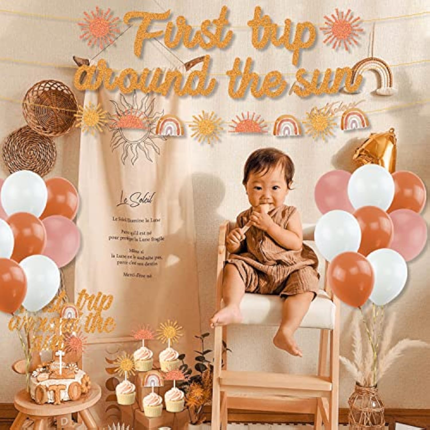 Boho Sun Party Decorations First Trip Around The Sun Banner Boho Sun 1