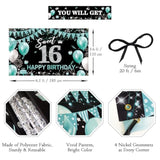 Sweet 16 Party Decorations Turquoise Fabric Banner, Yard Sign & Photo Booth Props