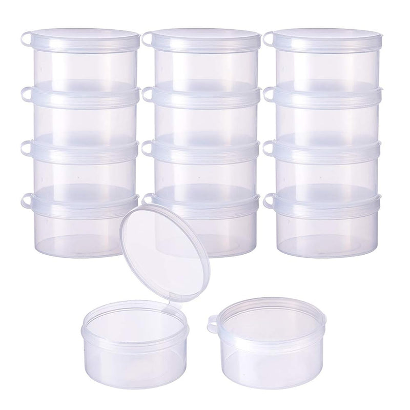 12 Pack Round Clear Plastic Bead Storage Containers Box Case With Flip-Up Lids