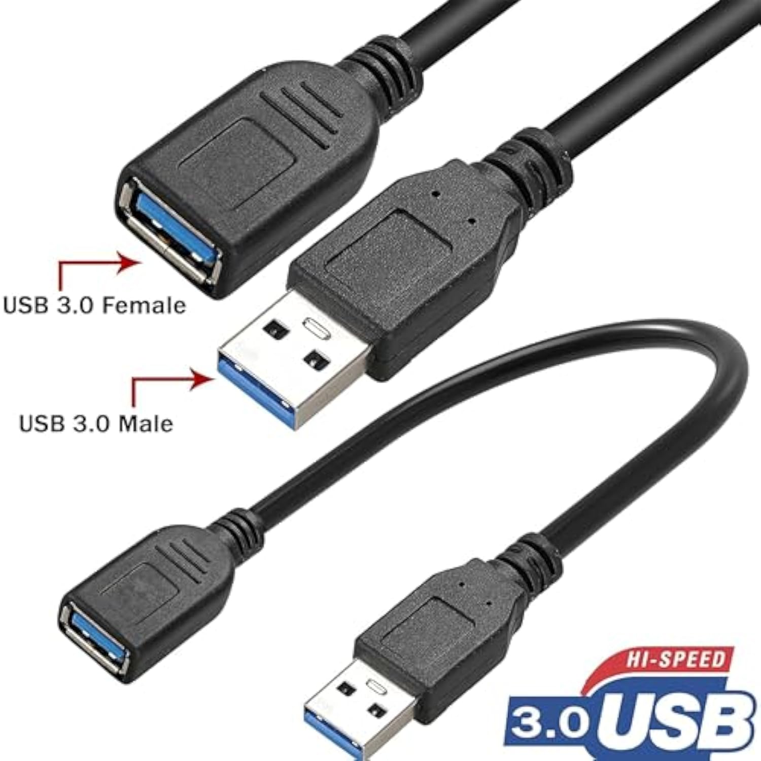 SaiTech IT 10 Pack 15cm Short USB 3.0 Male A to Female A Extension Cable 5GBps for Laptop/PC/Printers- Black