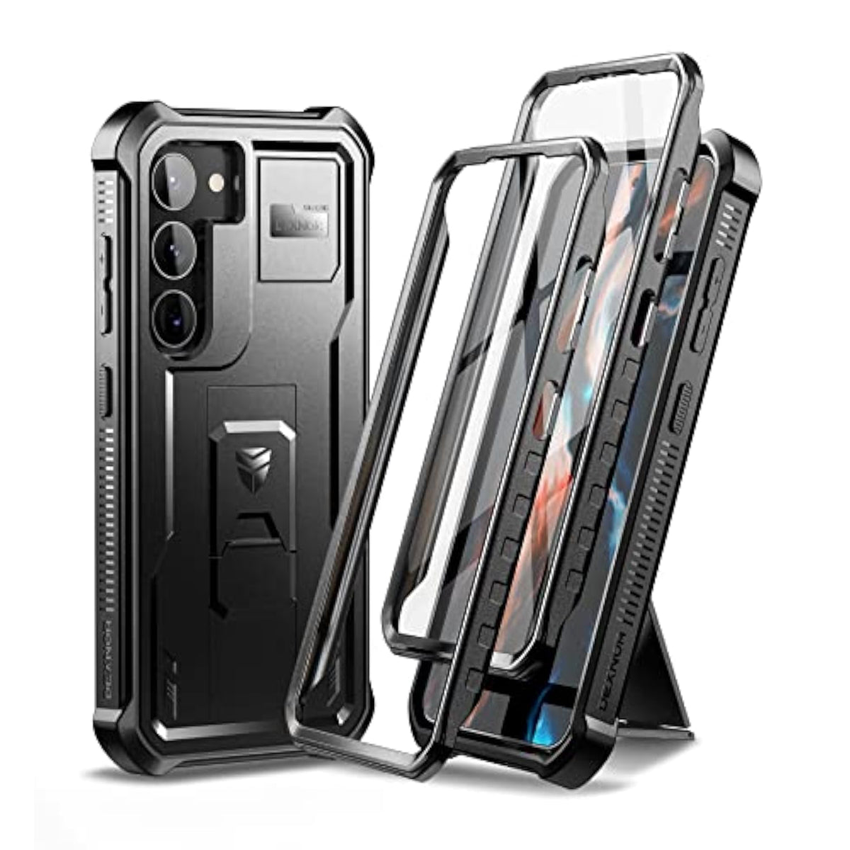 Full Body Case For Samsung Galaxy S23 Plus 5G/6.6 Inches,[Extra Front Frame] Heavy Duty Military Grade Protection Built-In Screen Protector And Kickstand For Samsung S23 Plus 5G,Black