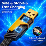 4 In 1 Charging Cable 2-Pack, 100W Usb C To Lightning Cable 6Ft, Fast Charging [480Mbps] Flat Nylon Braided Charger Cord With Lightn-Ing/Usb C/Usb A Port For Iphone Ipad & More