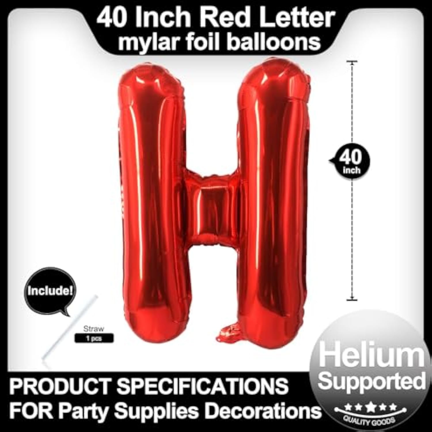 40inch Red Letter H Balloon DIY Alphabet Party Decoration