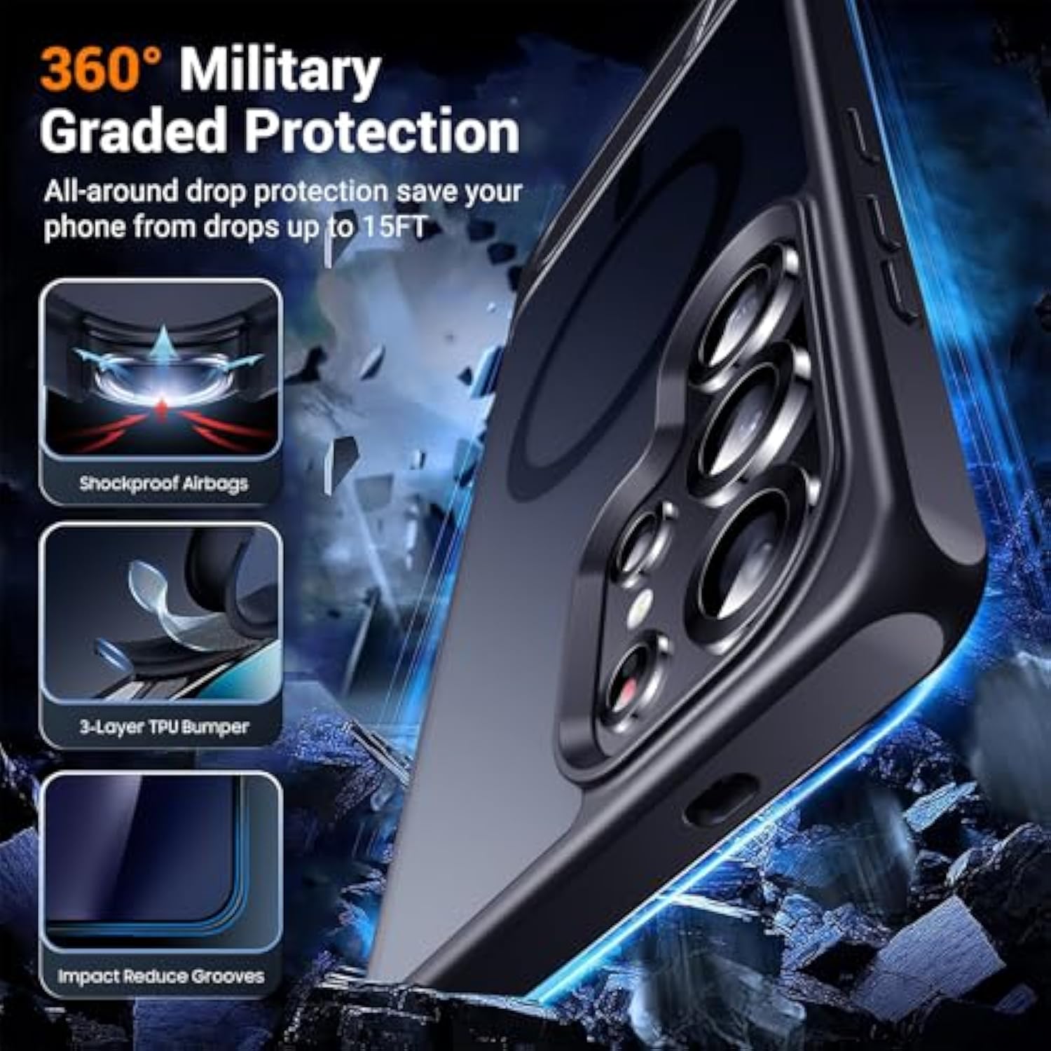 Designed For Samsung Galaxy S25 Ultra Case Magnetic,[Built In Hidden Kickstand][Military Grade Drop Protection] [Translucent Matte] Slim Thin Phone Case For Galaxy S25 Ultra Case 6.9"- Black