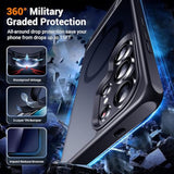 Designed For Samsung Galaxy S25 Ultra Case Magnetic,[Built In Hidden Kickstand][Military Grade Drop Protection] [Translucent Matte] Slim Thin Phone Case For Galaxy S25 Ultra Case 6.9"- Black
