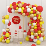 Red Yellow White Balloon Garland Arch Kit, 142Pcs Yellow White And Red Balloons Metallic Gold Balloons For Crawfish Theme Birthday Wedding Engagement Anniversary Graduation Beer Bbq Party Decorations