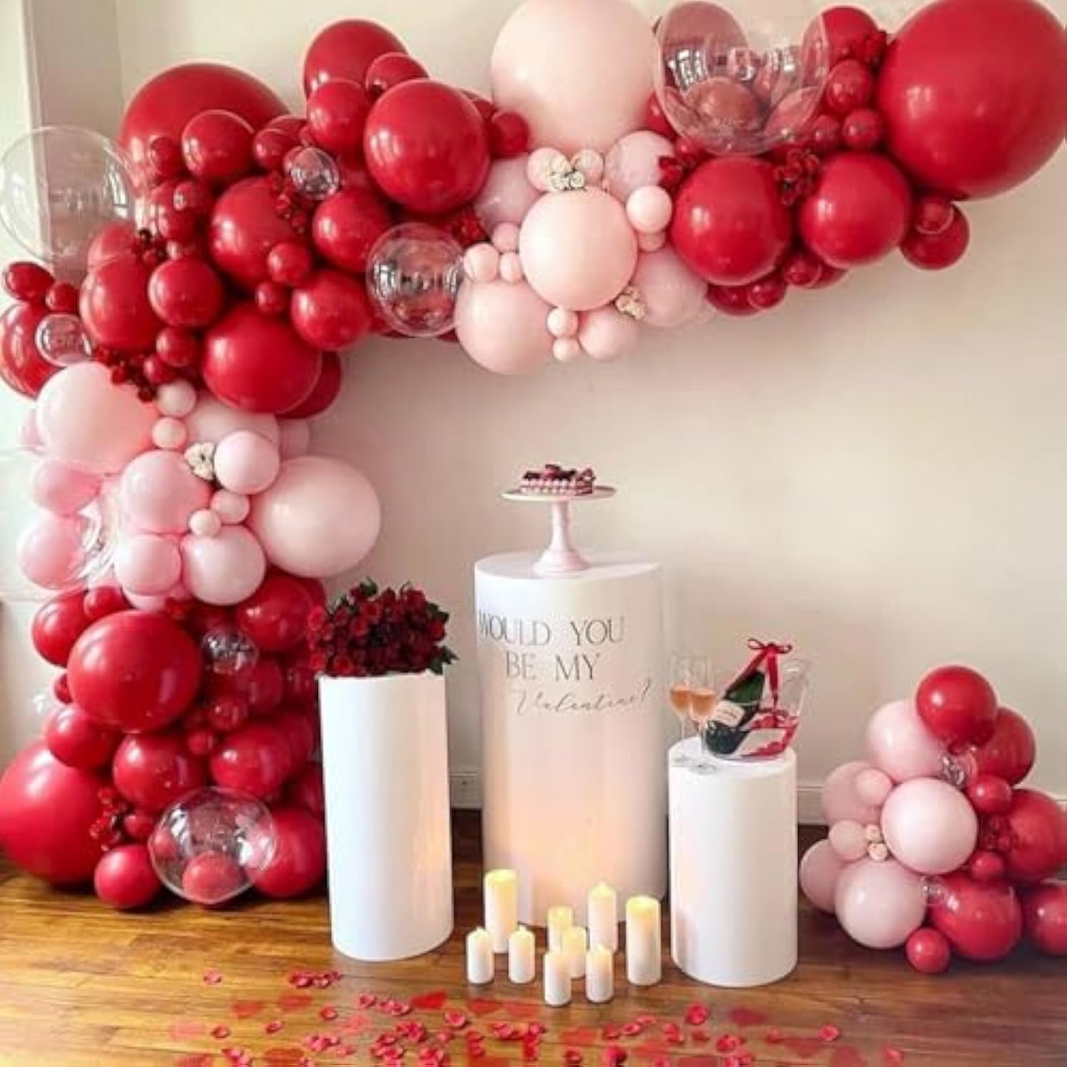Red And Gold Balloons, 60 Pcs 12 Inch Maroon Ruby Dark Red Burgundy Metallic Gold Confetti Balloons For Graduation Christmas Wedding Valentine'S Day New Year Birthday Party Decorations