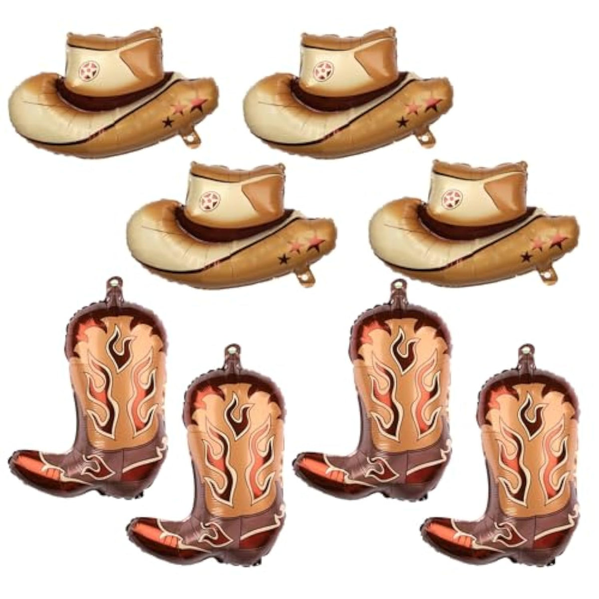 8Pcs Western Themed Party Balloons - Large Cowgirl Hat & Boot Balloons - Cowboy Party Decoration