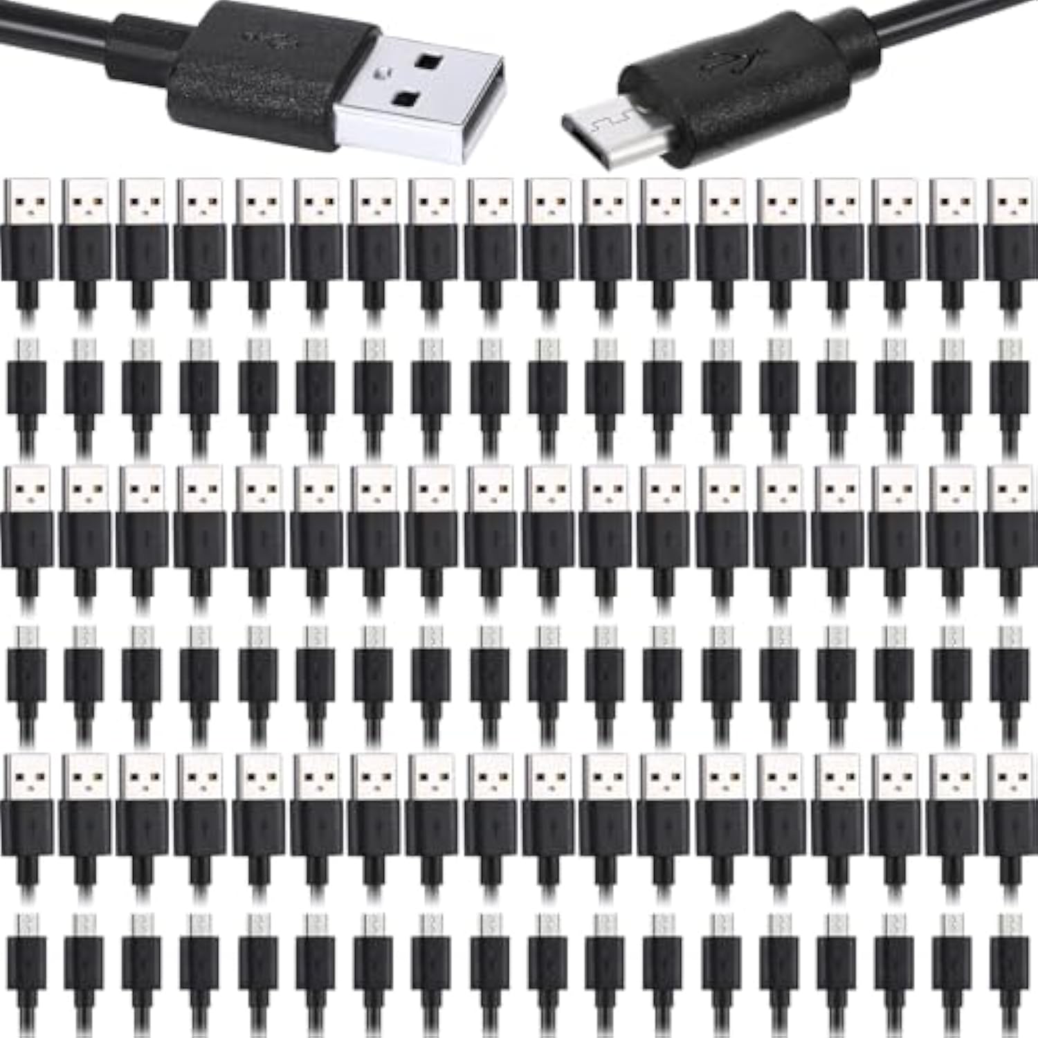 50 Pcs Micro Usb Cable Bulk, 3.3 Ft Fast Charging Cable 2A Black Cable Charge