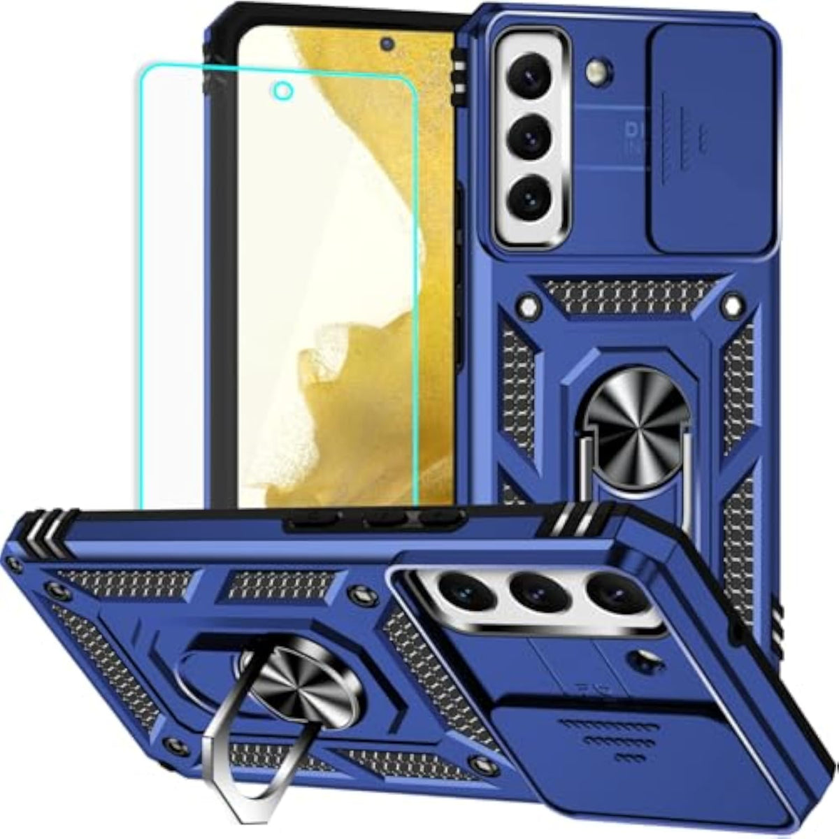 Galaxy S22 Case with Screen Protector - Military Grade 20ft Drop Tested Shockproof Protective Phone Case for Samsung Galaxy S22 Blue