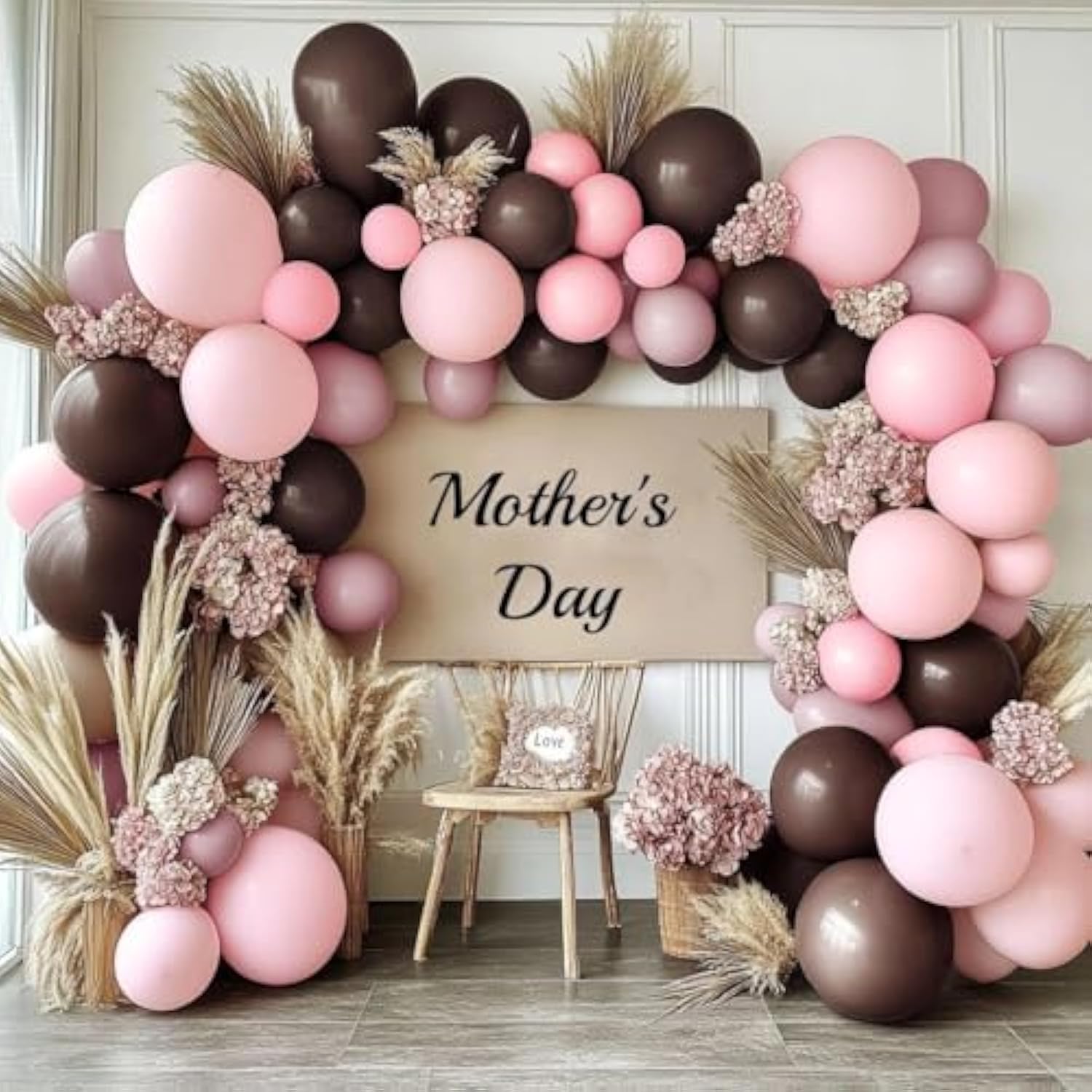 Pink Brown Balloon Arch - Double Stuffed Light Pink Coffee Balloon Dark Brown Pink Tan Neutral Balloon Garland Kit For Birthday Baby Shower Gender Reveal Bear Party Decoration