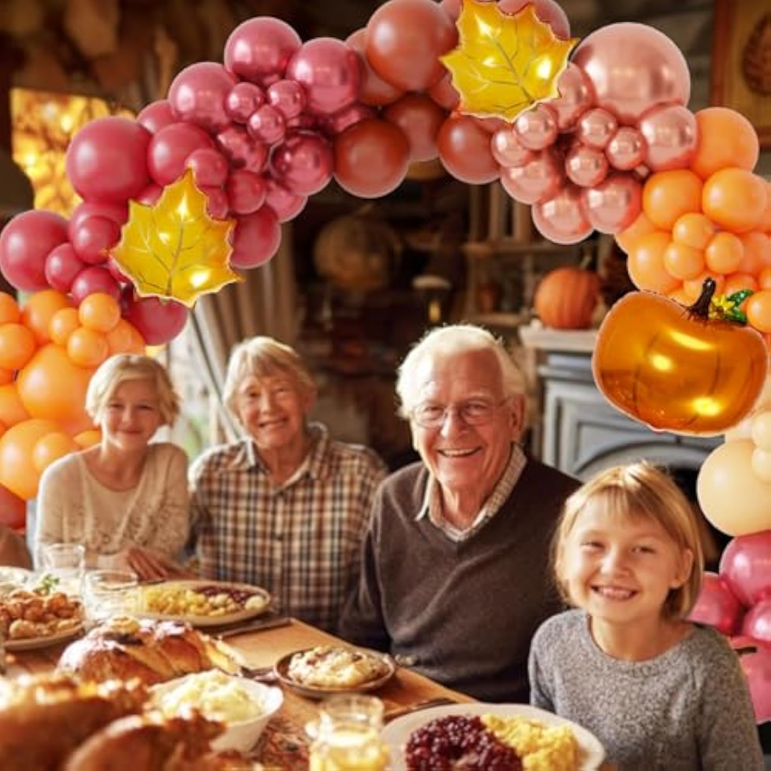 Fall Balloon Arch Kit Terracotta Autumn Colors with Pumpkins Maple Leaves for Party