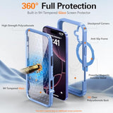 Magnetic Stand For Iphone 16 Plus Case [Fit For Magsafe] [Built-In 9H Tempered Glass Screen Protector] Full-Body Shockproof Military-Grade Protective Case Sky Blue