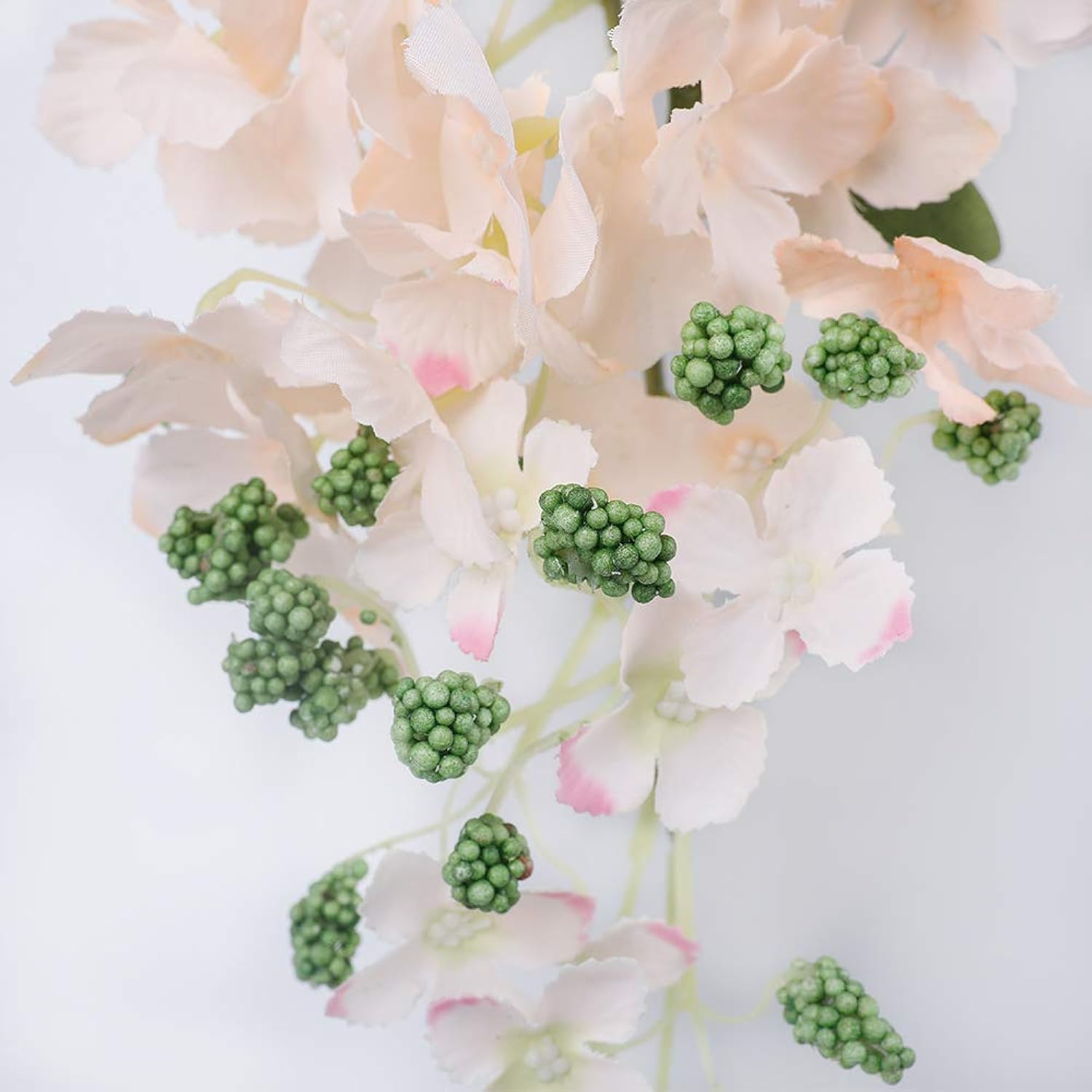 6Pcs Artificial Silk Hydrangea Flowers Long Stems Fake Flowers For Tall Vase Wedding Vine Hanging Garlands Flower For Home Office Arch Party Decoration(Champagne)