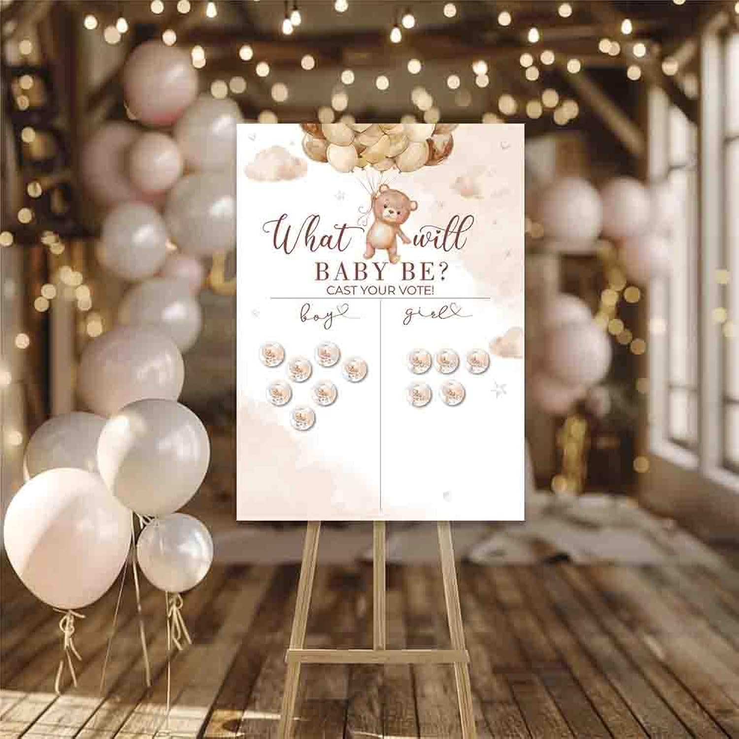 Baby Shower Games & Boy Or Girl Gender Reveal Bear Theme Voting Game Guessing Board Poster For Baby Shower Decoration Team Boy Team Girl Ideas