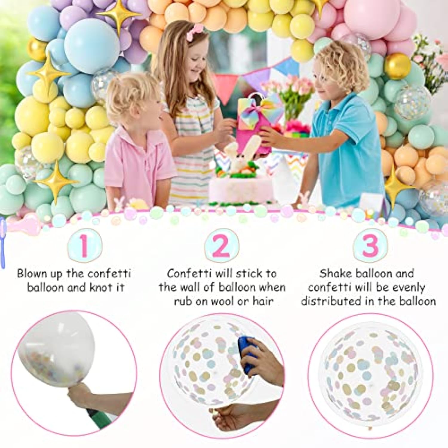 146Pcs Easter Pastel Rainbow Balloon Arch Garland Kit Macaron Unicorn Spring Globos Para Decoracion With Star Foil Balloon For Baby Shower Birthday Anniversary Mermaid Party Graduation