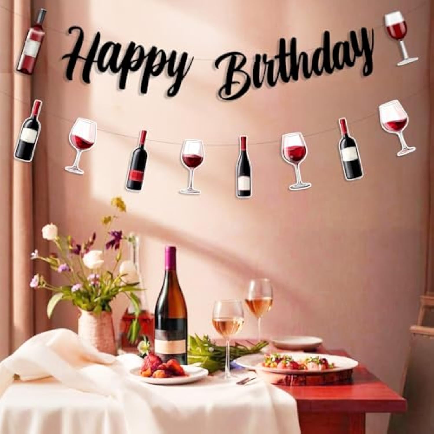 Wine Tasting Birthday Party Decoration, Red Wine Theme Banner Garland Happy Birthday Banner Goblet Garland Diy Required Craft For Wine Tasting Vino Before Vows Birthday Party Decoration