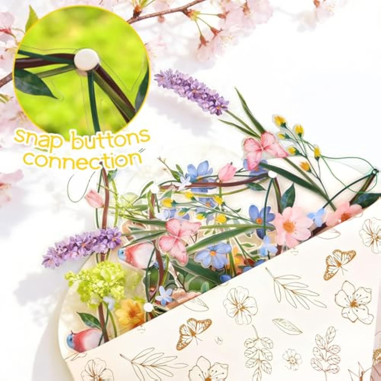 Flower Banner Garland, Baby Shower Decorations, Floral For Enchanted Garden Party, Wedding Wild One Bloom Baby Shower Birthday Fairy Tale Tea Market Spring Supplies Girl Woodland Party