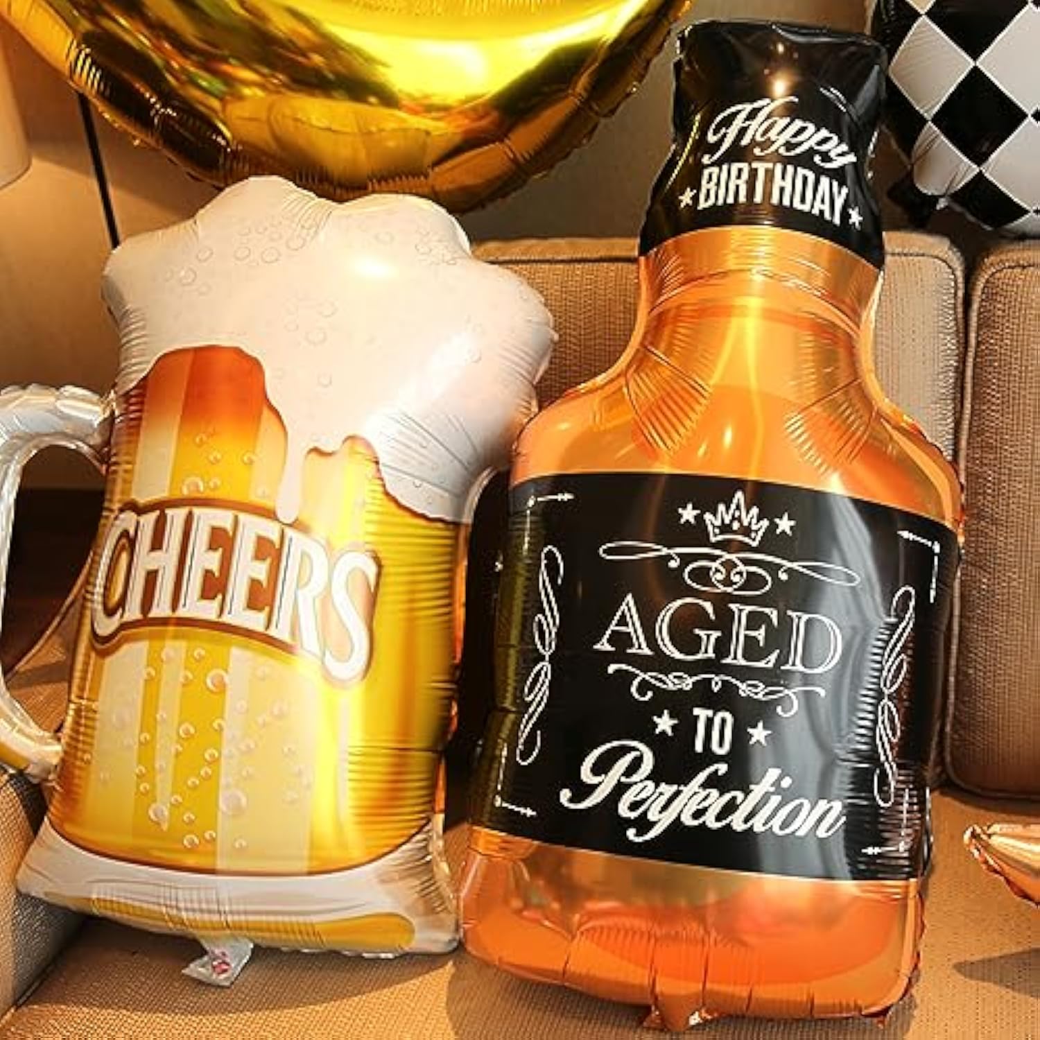 9Pcs Corona Whisky Beer Mug Mylar Helium Balloons, Men Women Boys Girls Beer Themed Birthday Party Decoration, Baby Shower Engagement Decoration Supplies