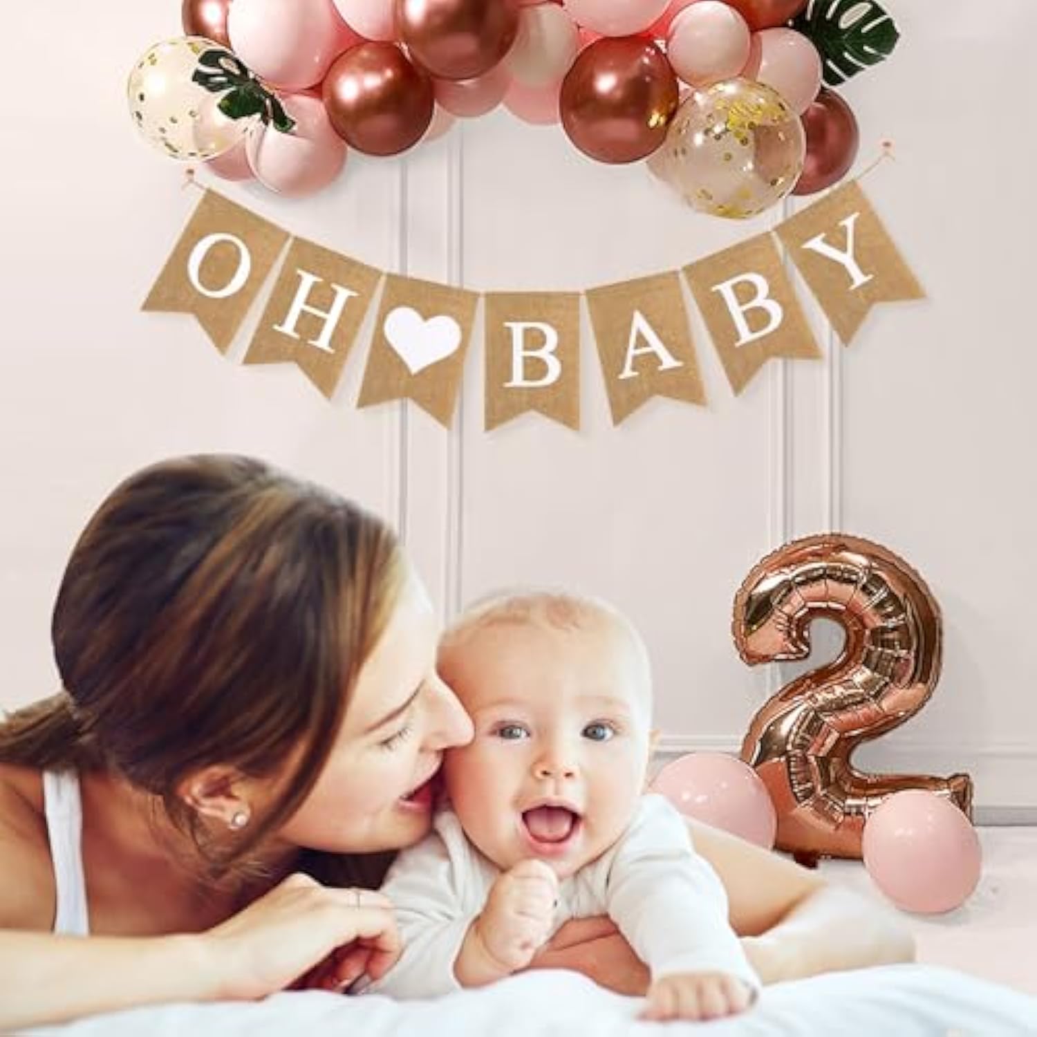 Baby Burlap Banner, Pre-Strung Banner For Baby Shower Decorations, Oh Baby Sign For Backdrop, Neutral Gender Reveal Party, Boy And Girl