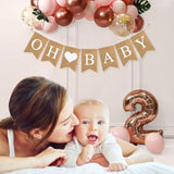 Baby Burlap Banner, Pre-Strung Banner For Baby Shower Decorations, Oh Baby Sign For Backdrop, Neutral Gender Reveal Party, Boy And Girl