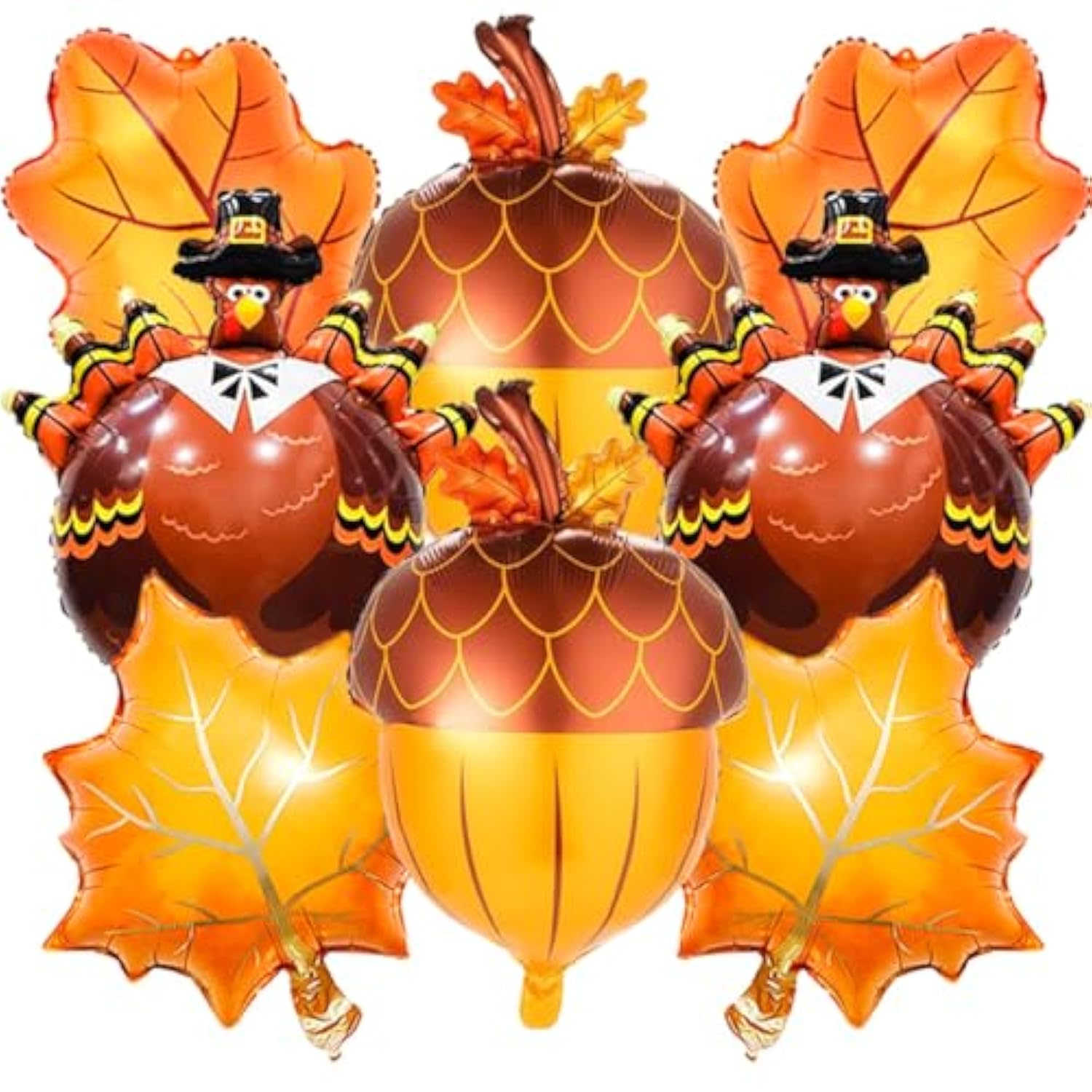 Thanksgiving Balloons 8Pcs Turkey Pine Cone Fall Leaf Balloons for Autumn Harvest Decor
