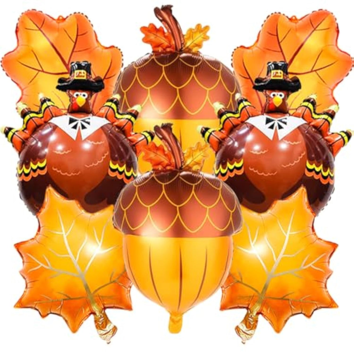 Thanksgiving Balloons 8Pcs Turkey Pine Cone Fall Leaf Balloons for Autumn Harvest Decor