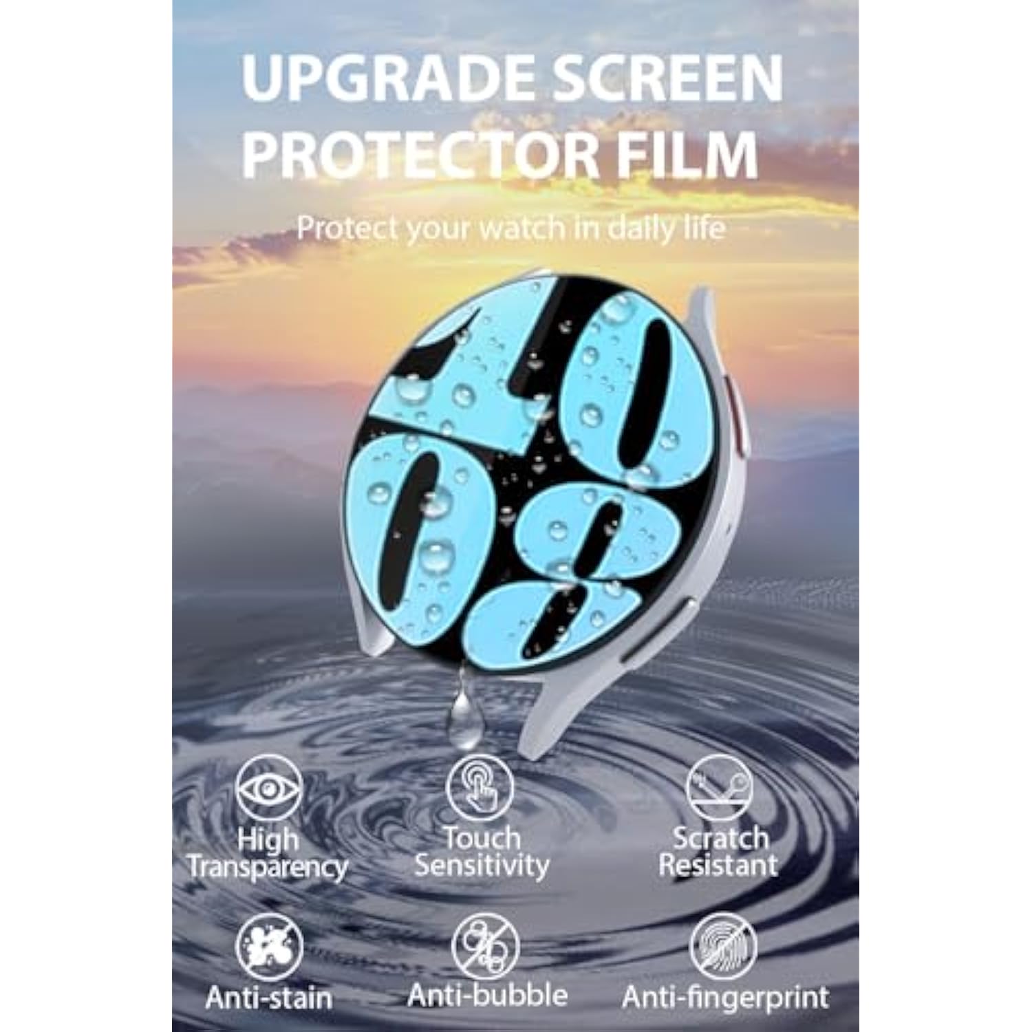 4 Pack Screen Protectors For Samsung Galaxy Watch 8/7/6/5/4/Fe 40Mm,Bubble Free Tempered Glass Screen Protector For Galaxy Watch 8/7/6/5/4/Fe 40Mm,Anti Scratch
